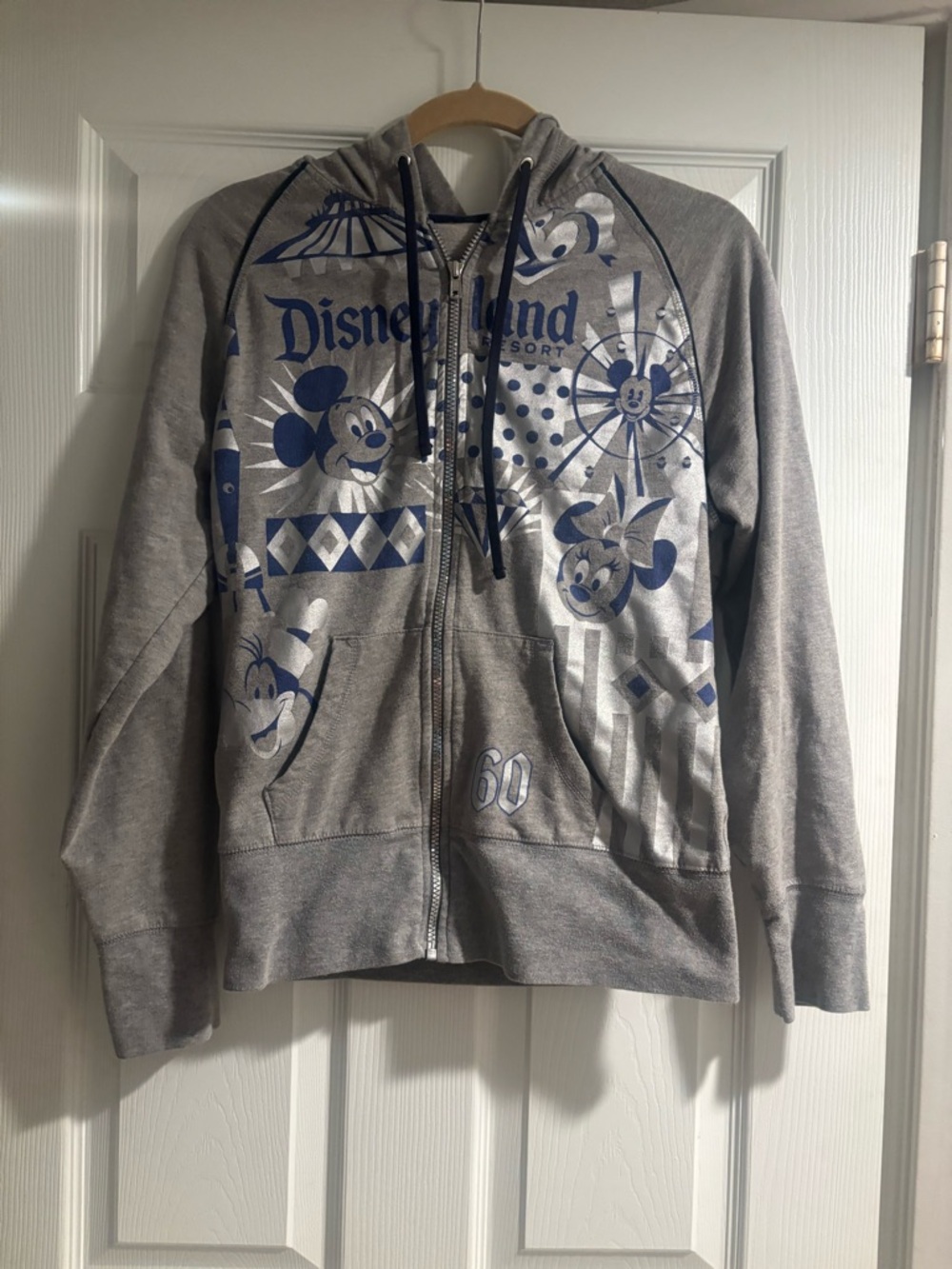 Disneyland Resort 60th Anniversary Gray & Navy Mickey Zip Hoodie